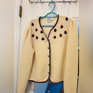 Women's Cream Cardigan with Floral Accents! M sz